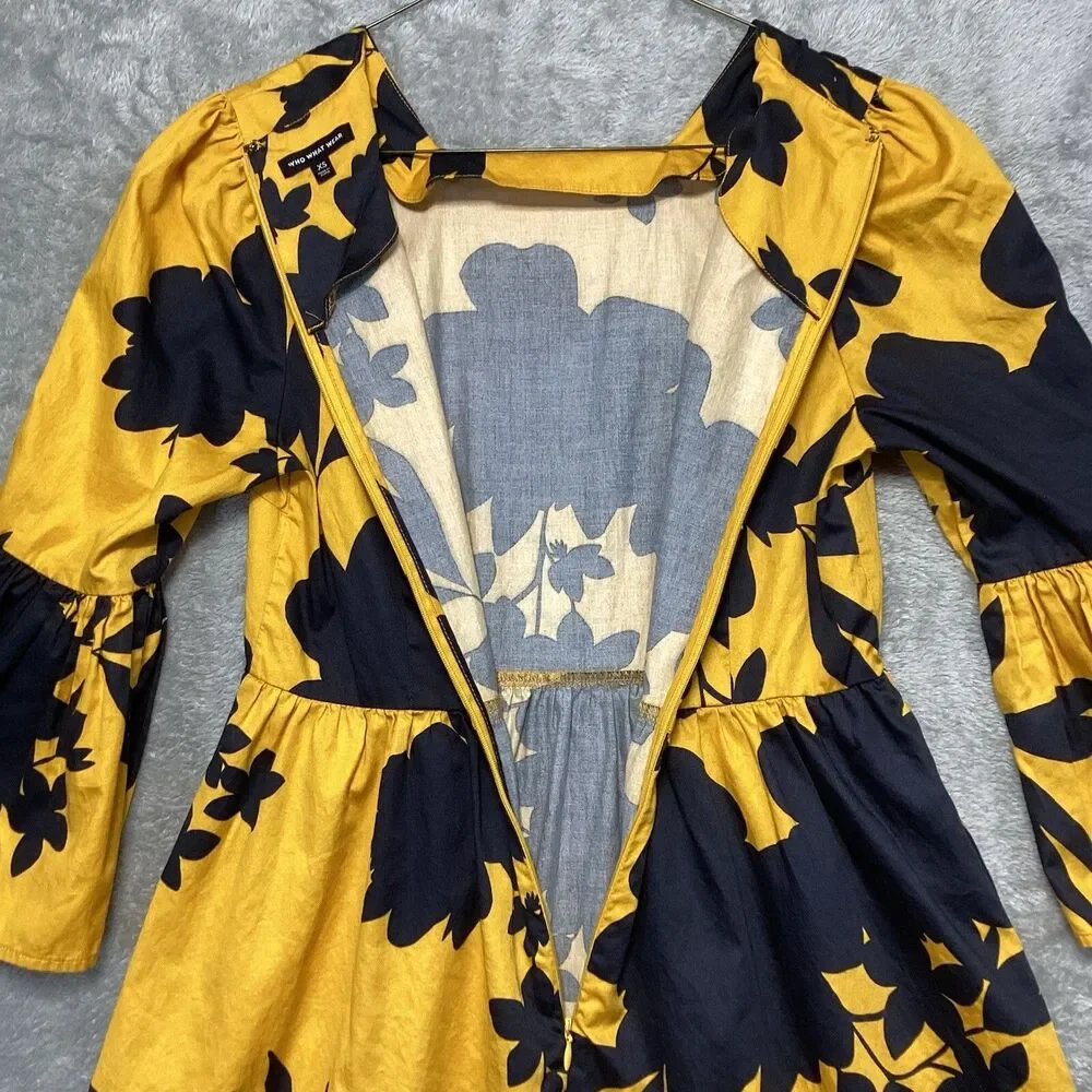 Who What Wear Dress Women's XS Midi Fit & Flare Floral Bell Sleeve Casual Summer - Picture 3 of 10